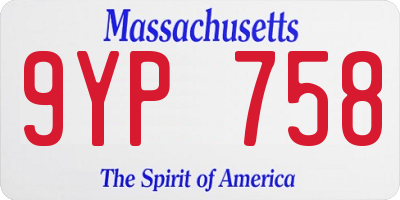 MA license plate 9YP758