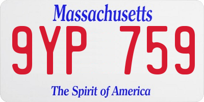 MA license plate 9YP759