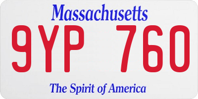 MA license plate 9YP760