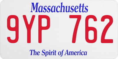 MA license plate 9YP762
