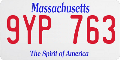 MA license plate 9YP763