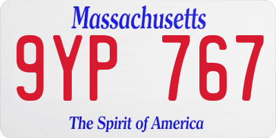 MA license plate 9YP767