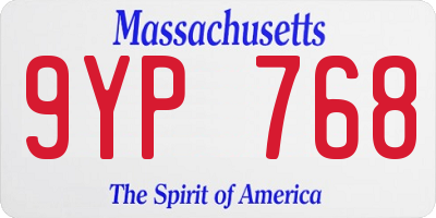 MA license plate 9YP768