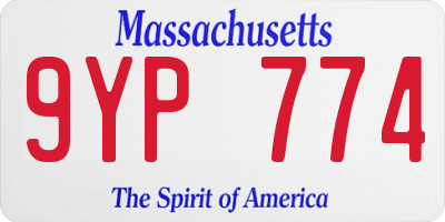 MA license plate 9YP774