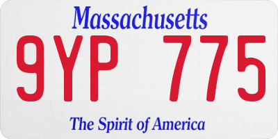MA license plate 9YP775