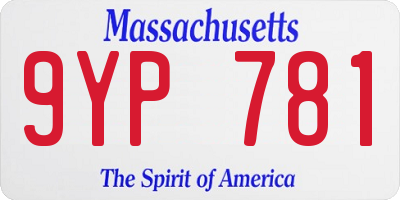MA license plate 9YP781