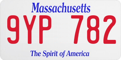 MA license plate 9YP782