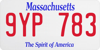 MA license plate 9YP783