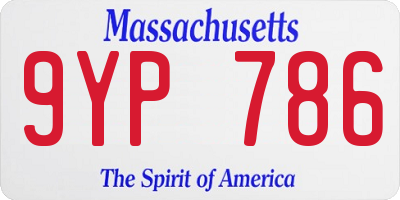 MA license plate 9YP786