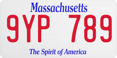 MA license plate 9YP789