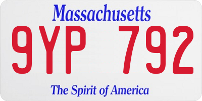 MA license plate 9YP792
