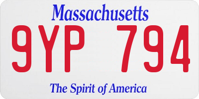 MA license plate 9YP794