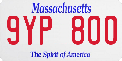 MA license plate 9YP800