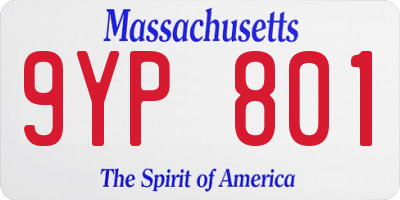 MA license plate 9YP801