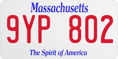 MA license plate 9YP802