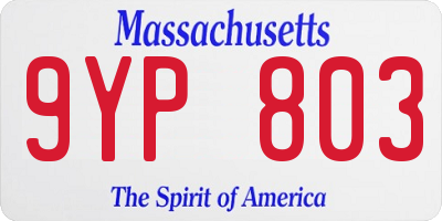 MA license plate 9YP803