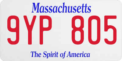 MA license plate 9YP805