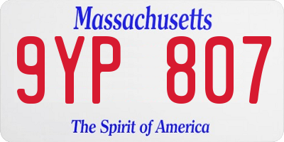 MA license plate 9YP807