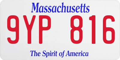 MA license plate 9YP816