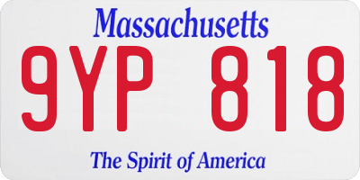 MA license plate 9YP818