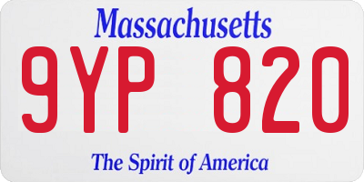 MA license plate 9YP820