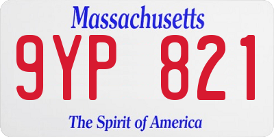 MA license plate 9YP821