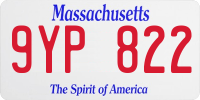 MA license plate 9YP822