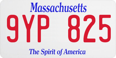 MA license plate 9YP825