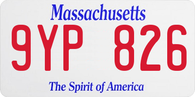 MA license plate 9YP826
