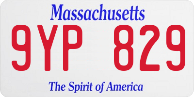 MA license plate 9YP829