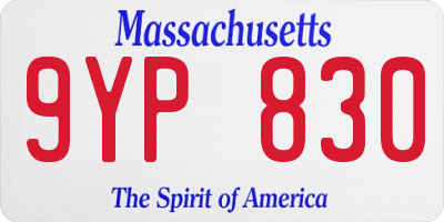 MA license plate 9YP830