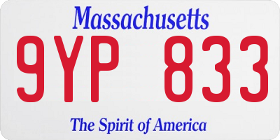 MA license plate 9YP833