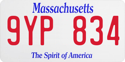 MA license plate 9YP834
