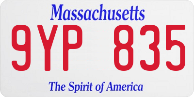 MA license plate 9YP835