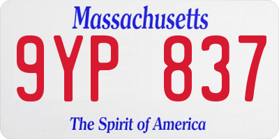 MA license plate 9YP837