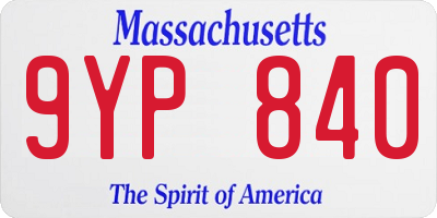 MA license plate 9YP840