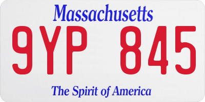 MA license plate 9YP845