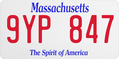 MA license plate 9YP847