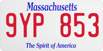 MA license plate 9YP853