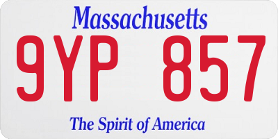 MA license plate 9YP857