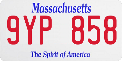 MA license plate 9YP858