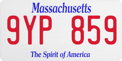 MA license plate 9YP859