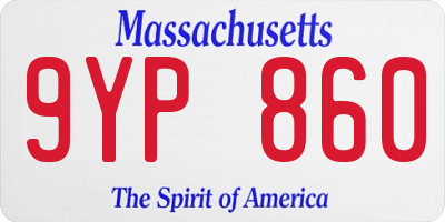 MA license plate 9YP860