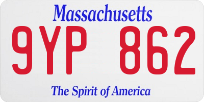 MA license plate 9YP862