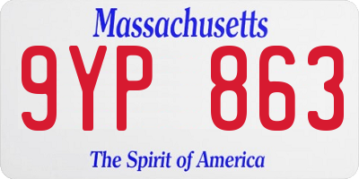 MA license plate 9YP863