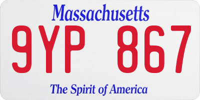 MA license plate 9YP867