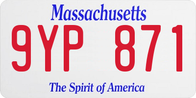 MA license plate 9YP871