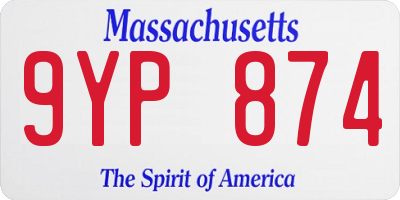 MA license plate 9YP874