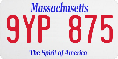 MA license plate 9YP875