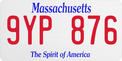 MA license plate 9YP876